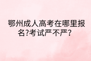 鄂州成人高考在哪里報(bào)名?考試嚴(yán)不嚴(yán)？