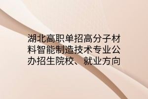 湖北高職單招高分子材料智能制造技術(shù)專業(yè)公辦招生院校、就業(yè)方向