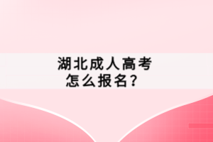 湖北成人高考怎么報名？
