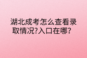 湖北成考怎么查看錄取情況?入口在哪？