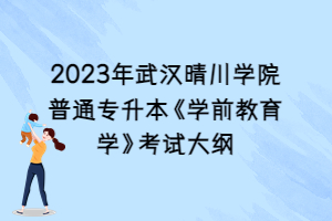 2023年武漢晴川學(xué)院普通專升本《學(xué)前教育學(xué)》考試大綱