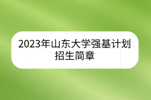 2023年山東大學(xué)強(qiáng)基計劃招生簡章