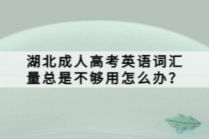 湖北成人高考英語詞匯量總是不夠用怎么辦？