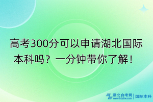 高考300分可以申請湖北國際本科嗎？一分鐘帶你了解！