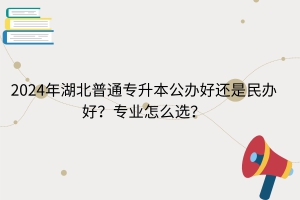 2024年湖北普通專升本公辦好還是民辦好？專業(yè)怎么選？