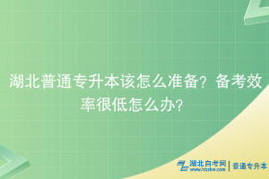 湖北普通專(zhuān)升本該怎么準(zhǔn)備？備考效率很低怎么辦？