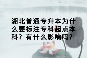 湖北普通專升本為什么要標注?？破瘘c本科？有什么影響嗎？