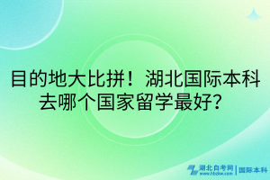 目的地大比拼！湖北國際本科去哪個國家留學最好？