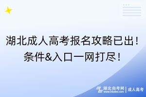 湖北成人高考報(bào)名攻略已出！條件&入口一網(wǎng)打盡！