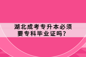 湖北成考專升本必須要?？飘厴I(yè)證嗎？