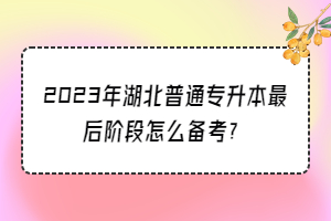 2023年湖北普通專升本最后階段怎么備考？