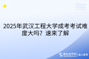 2025年武漢工程大學(xué)成考考試難度大嗎？速來了解