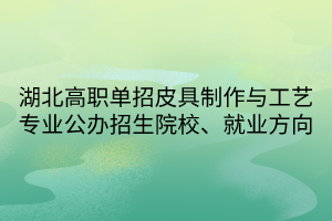 湖北高職單招皮具制作與工藝專業(yè)公辦招生院校、就業(yè)方向