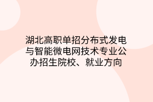 湖北高職單招分布式發(fā)電與智能微電網(wǎng)技術(shù)專業(yè)公辦招生院校、就業(yè)方向