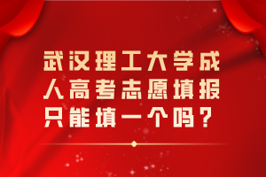 武漢理工大學(xué)成人高考志愿填報只能填一個嗎？