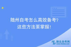 隨州自考怎么高效備考？ 這些方法要掌握！ ?