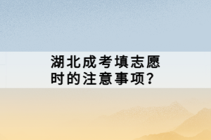 湖北成考填志愿時的注意事項？?