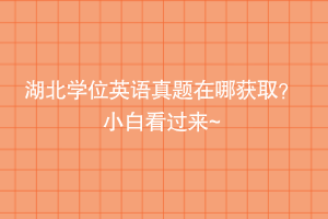 湖北學位英語真題在哪獲??？小白看過來~