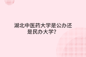 湖北中醫(yī)藥大學(xué)是公辦還是民辦大學(xué)？