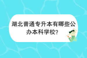 湖北普通專升本有哪些公辦本科學(xué)校？