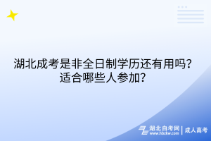 湖北成考是非全日制學(xué)歷有用嗎？適合哪些人參加？