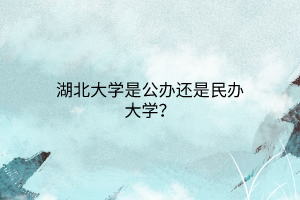湖北大學(xué)是公辦還是民辦大學(xué)？