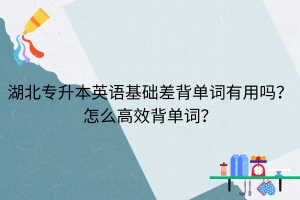 湖北專升本英語基礎差背單詞有用嗎？怎么高效背單詞？