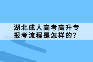 湖北成人高考高升專報考流程是怎樣的？