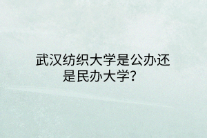 武漢紡織大學(xué)是公辦還是民辦大學(xué)？