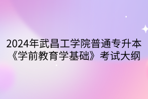 2024年武昌工學(xué)院普通專升本《學(xué)前教育學(xué)基礎(chǔ)》考試大綱