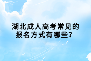 湖北成人高考常見的報名方式有哪些？