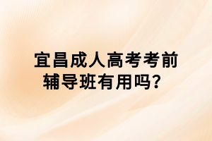 宜昌成人高考考前輔導(dǎo)班有用嗎？
