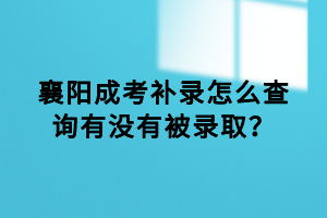 襄陽成考補錄怎么查詢有沒有被錄取？