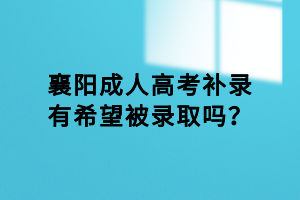 襄陽成人高考補錄有希望被錄取嗎？