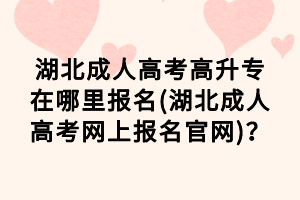 湖北成人高考高升專在哪里報名(湖北成人高考網(wǎng)上報名官網(wǎng))？