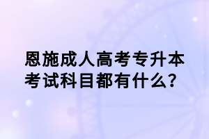 恩施成人高考專升本考試科目都有什么？