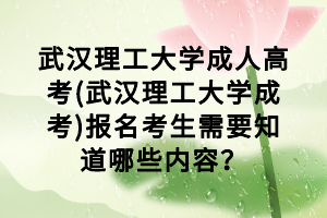 武漢理工大學(xué)成人高考(武漢理工大學(xué)成考)報(bào)名考生需要知道哪些內(nèi)容？