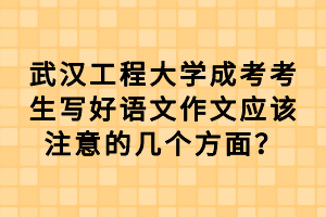 武漢工程大學成考考生寫好語文作文應該注意的幾個方面？
