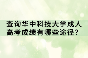 查詢?nèi)A中科技大學(xué)成人高考成績(jī)有哪些途徑？