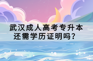 武漢成人高考專升本還需學歷證明嗎？