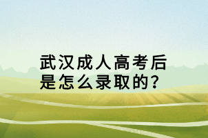 武漢成人高考后是怎么錄取的？
