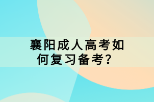 襄陽成人高考如何復(fù)習(xí)備考？