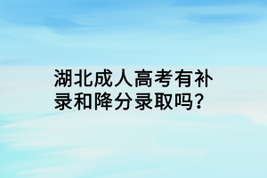 湖北成人高考有補錄和降分錄取嗎？