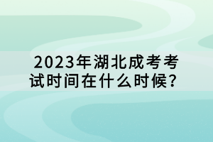 2023年湖北成考考試時間在什么時候？