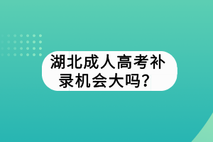 湖北成人高考補錄機會大嗎？