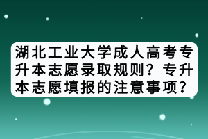 湖北工業(yè)大學(xué)成人高考專升本志愿錄取規(guī)則？專升本志愿填報(bào)的注意事項(xiàng)？