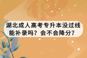 湖北成人高考專升本沒過線能補錄嗎？會不會降分？