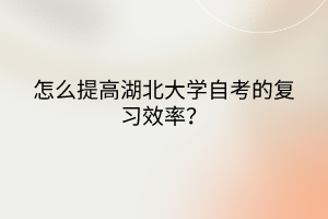 怎么提高湖北大學(xué)自考的復(fù)習(xí)效率？