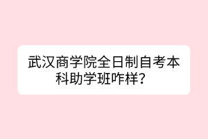 武漢商學(xué)院全日制自考本科助學(xué)班咋樣？