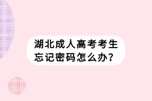 湖北成人高考考生忘記密碼怎么辦？